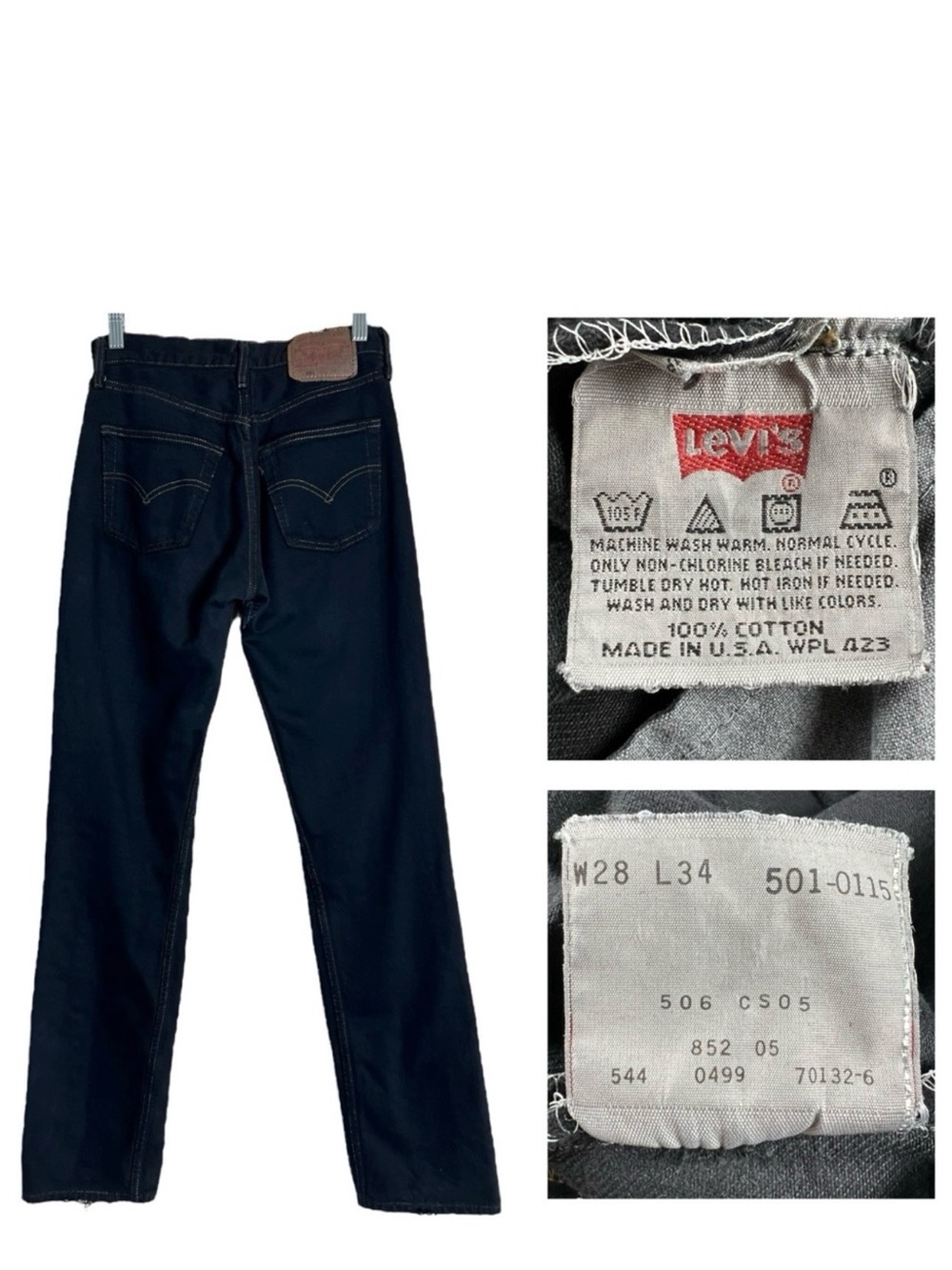 Vintage Levi's 501s Button Fly Jeans Size 28x34 in Black